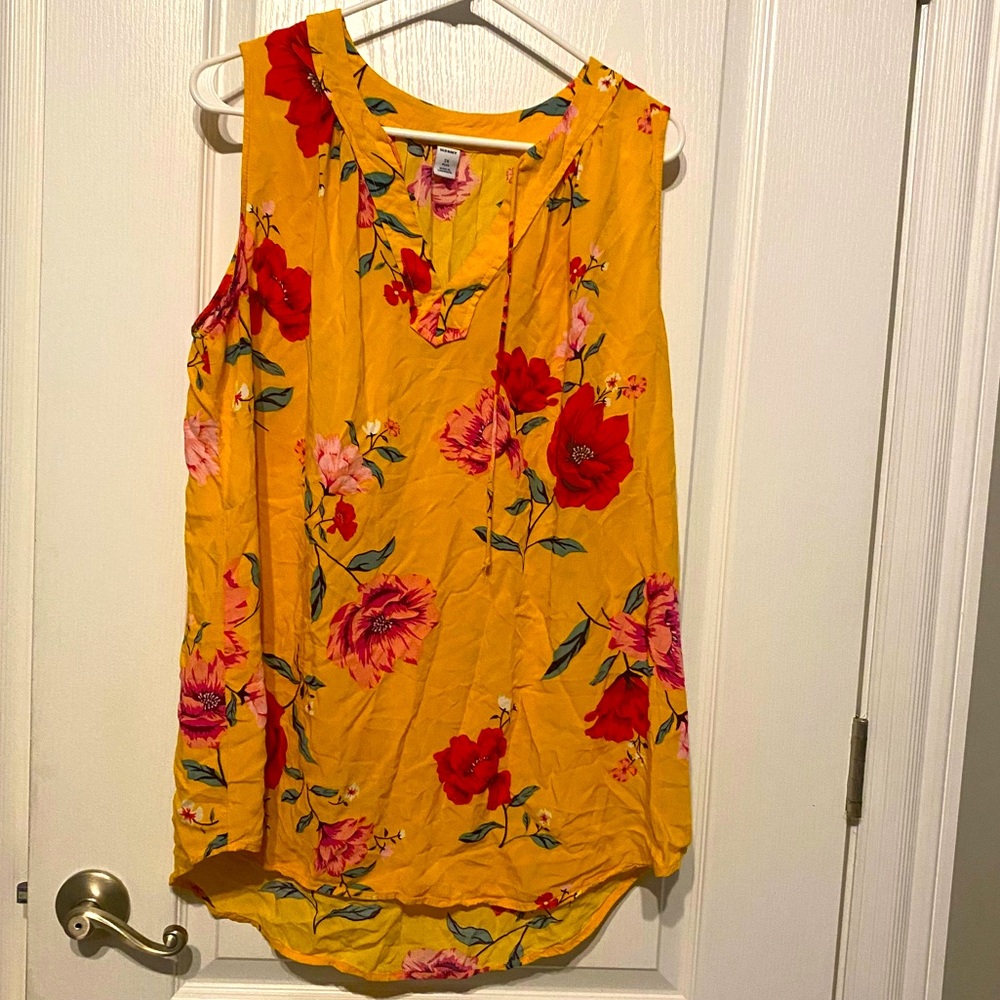 Sleeveless golden floral top